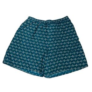 Forest Green Patterned Mom Shorts Size 24W Pull On Vintage Boho Grunge Goblin